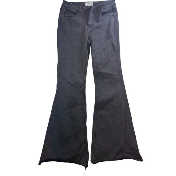 Banjara Denim - Banjara Flare Leg Jeans Womens‎ Size 29 Black Wash Distressed Hem Denim Pants